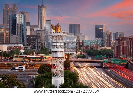 Atlanta, Georgia, USA downtown cityscape at dusk. Royalty-Free Stock Photo #2172399559