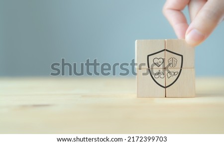 Internal organ protection. Critical illness insurance. Protection, treatment, prevention and patronage health in internal organs; heart, brain, kindneys, liver, lungs, stomach. Health insurance banner Royalty-Free Stock Photo #2172399703