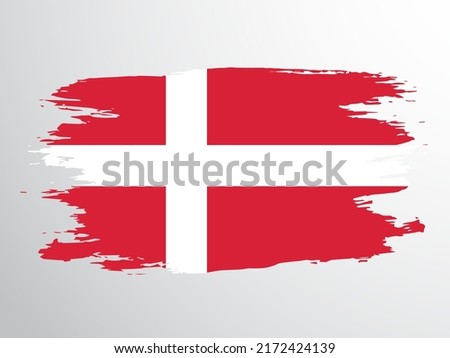 denmark brush painted flag. Flag of Denmark Royalty-Free Stock Photo #2172424139
