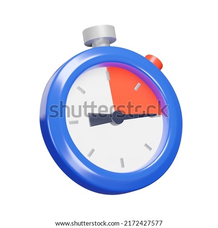 Stopwatch 3d icon. 15 second arrow and red color. Isolated object on a transparent background Royalty-Free Stock Photo #2172427577