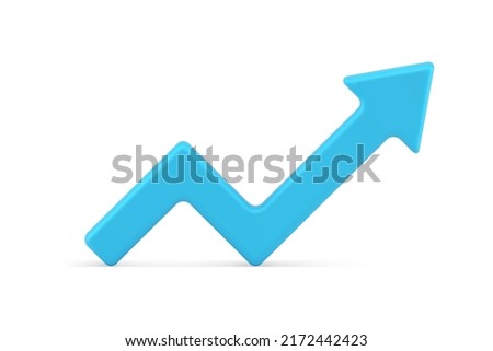 Blue arrow graphic glossy angled geometry element positive trend economic profit business strategy 3d icon vector illustration. Bright financial analyzing presentation pointer increase direction Royalty-Free Stock Photo #2172442423