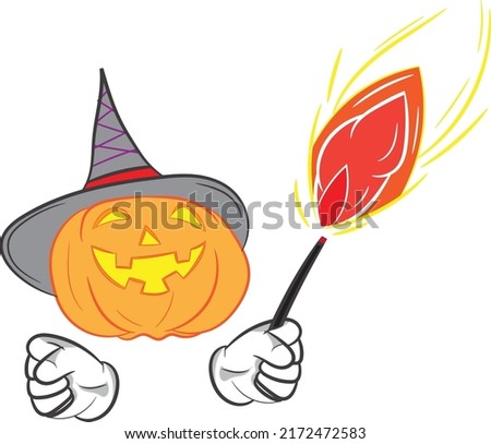 pumpkin wizard halloween day vector