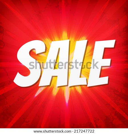Sale Red Poster With Gradient Mesh, Isolated On White Background, Vector Illustration