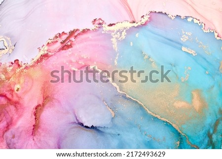 Colorful ink luxury abstract background, gold pink marble texture, fluid art pattern wallpaper, underwater paint mix