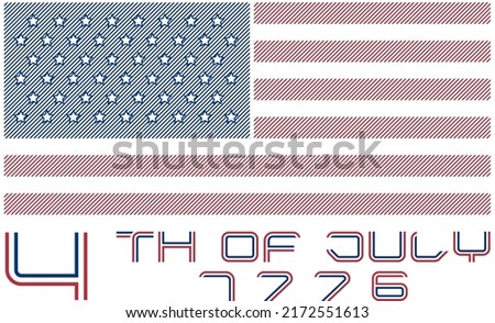 USA flag drawn with lines. Independence Day
