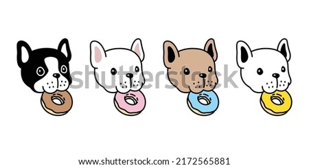 dog vector french bulldog icon donut head puppy eating food character cartoon bone pet symbol isolated tattoo stamp clip art illustration design