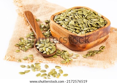 Delicious Raw Organic Pumpkin Seeds Without Shells Royalty-Free Stock Photo #2172576519