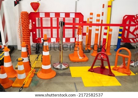 Plastik control cones with reflective elements for cars, traffic direction control on the road!