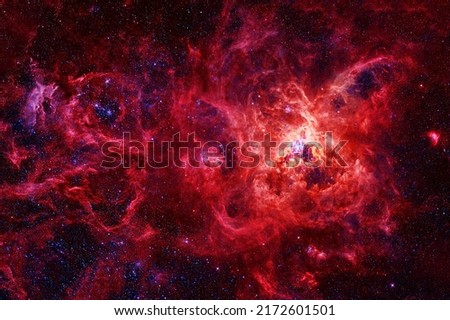 Red, beautiful space nebula. Elements of this image furnished by NASA. High quality photo
