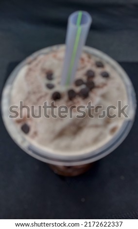 Defocused abstract bbackground of ice cappuccino cincau is one of the fresh drinks that are delicious to drink with family at home