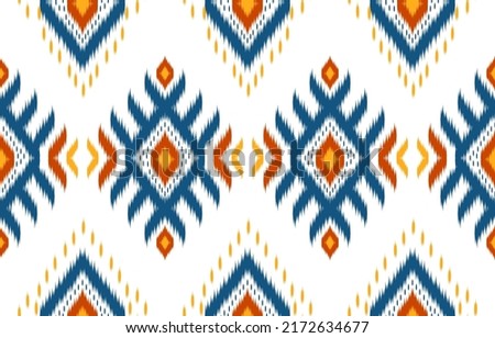 Abstract ethnic tribal pattern art. Ethnic ikat seamless pattern. American, Mexican style. Design for background, wallpaper, illustration, fabric, clothing, carpet, textile, batik, embroidery.
