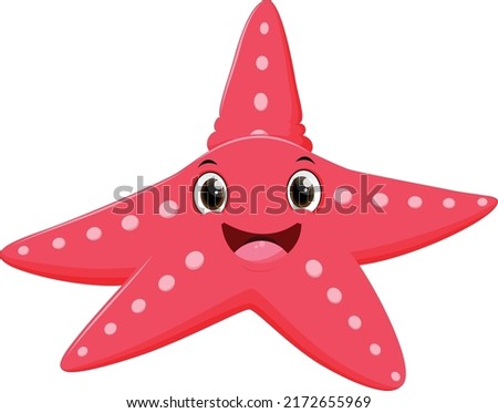Cartoon pink starfish isolated on white background