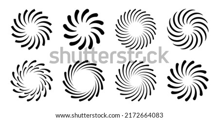 Spiral swirl icon set. Vortex and whirl circle symbols collection. Vector design elements isolated on white background
