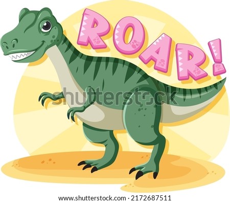 Cute dinosaur with word roar illustration