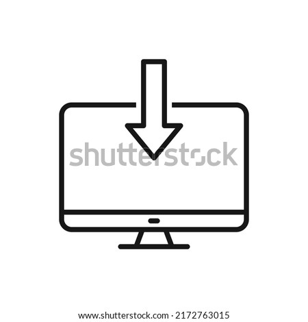 Editable computer file download line icon. Vector illustration isolated on white background. using for website or mobile app