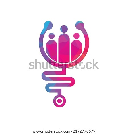 Family Medical Logo Template Design Vector. Stethoscope People logo design icon vector.