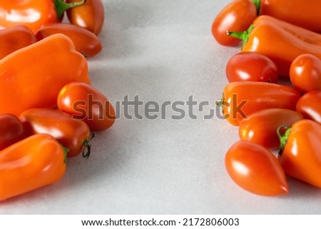 Orange Organic Ppepper on Gray Background Horizontal Frame Vegetable
