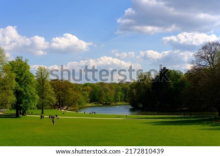 The Bois de la Cambre park in Brussels with its lake Royalty-Free Stock Photo #2172810439
