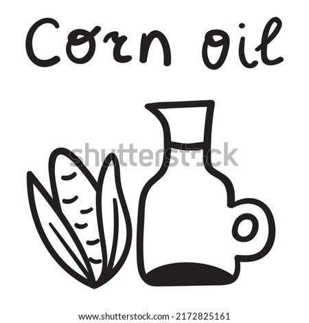 Hand drawn outline icon. Corn oil. Vector icon illustration on white illustration.
