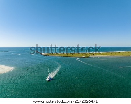 Aerial drone photo of the masonboro inlet Wrightsville Beach NC Outer Banks Royalty-Free Stock Photo #2172826471