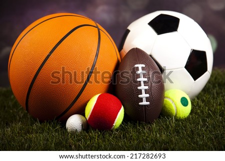 Sports equipment on grass 
