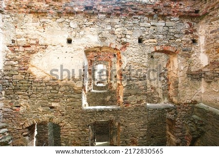 Ruins of an old castle. Stone wall texture background. High quality photo