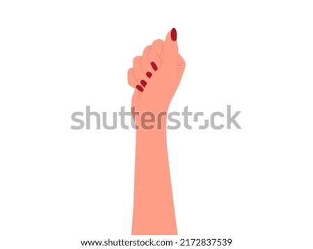 The woman hand is isolated on the white background. Feminism and solidarity concept. Vector illustration