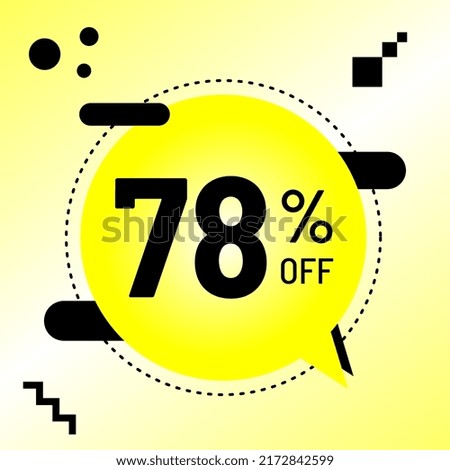 78 percent off, big promotion, yellow balloon black detail