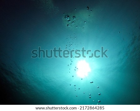 Air bubble in water and the sunlight above