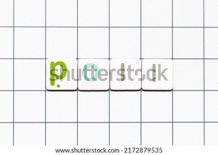 Colorful tile letter in word poll on white grid background