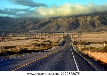 California's Pacific Coast Highway. 
The Santa Lucia Mountains in the distance Royalty-Free Stock Photo #2172896075