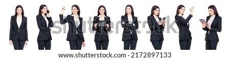 Set of beautiful, attractive businesswoman isolated on white. Business, career success concept. Royalty-Free Stock Photo #2172897133