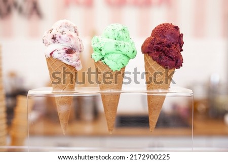 Ice cream closeup picture. Cold dessert. Summer fresh sweets.