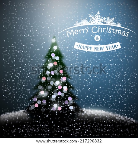 Christmas background with Christmas tree and garlands