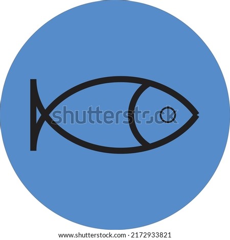Fish icon vector on a blue circle