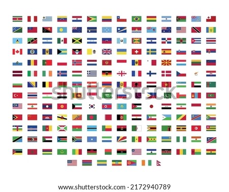 All official national flags of the countries of the world. circular design. Vector.