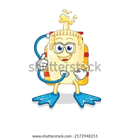 the mayonnaise diver cartoon. cartoon mascot vector
