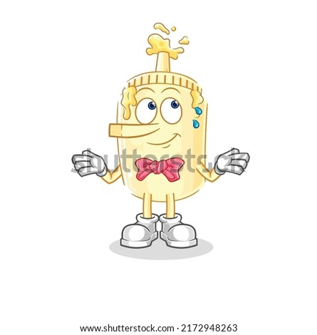 the mayonnaise lie like Pinocchio character. cartoon mascot vector