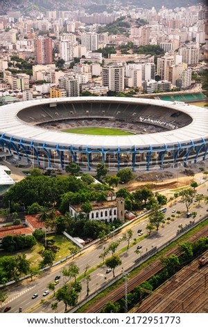 The Maracana Stadium was opened in 1950 to host the FIFA World Cup and this picture shows it under renovations in preparation for the 2013 FIFA Confederations Cup Royalty-Free Stock Photo #2172951773