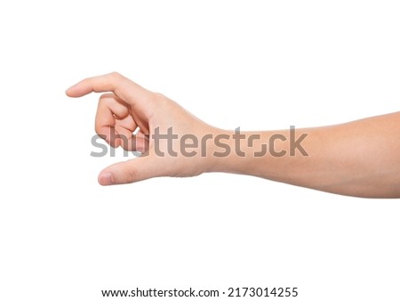 Hand holding isolated on white background.