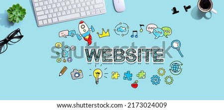 Website with a computer keyboard and a mouse