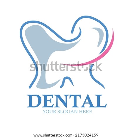 Tooth icon. Colorful logo of dentist, dental care or dental clinic line icon. Vector design illustration