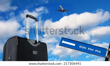 travel bag on sky,travel to Koh Pho Phi