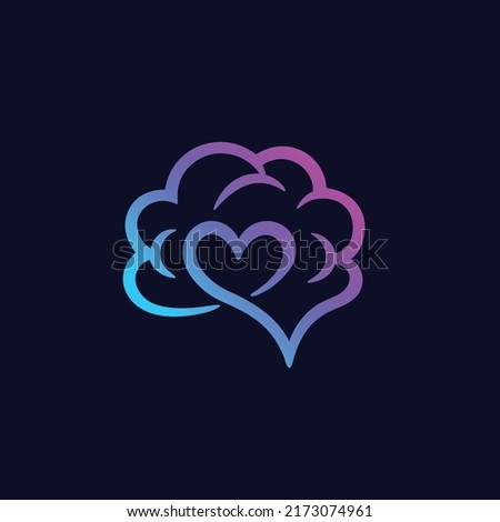 Brain love logo with simple concept