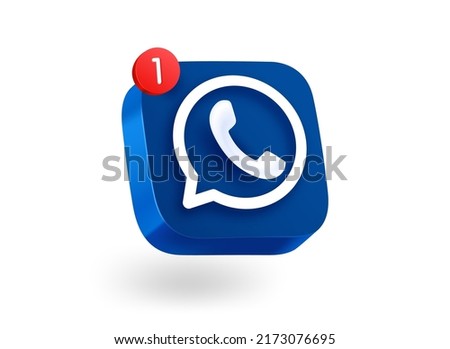 New message concept. 3d vector mobile application icon with notification Royalty-Free Stock Photo #2173076695