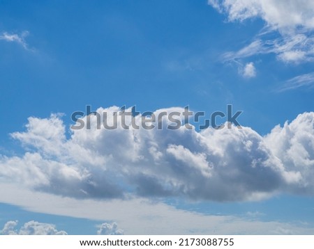 A big fluffy white cloud in the blue sky. Beautiful Cloudy Sky for design