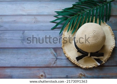Straw hat and plants on the right side of the picture