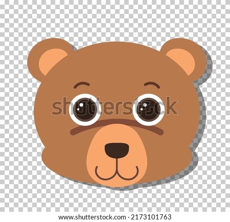 Cute bear head in flat cartoon style illustration