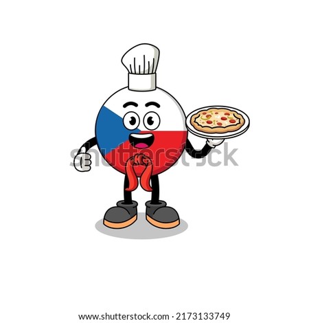 Illustration of czech republic as an italian chef , character design