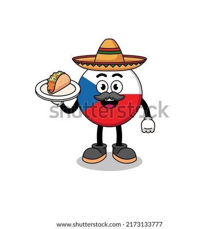 Character cartoon of czech republic as a mexican chef , character design